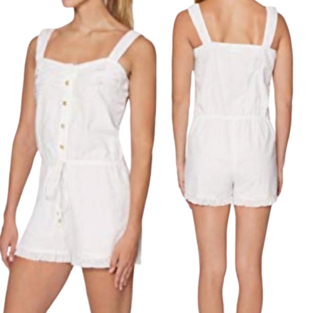 Sperry Ivory Eyelet Lace Romper Ruffle Trim 100% Cotton